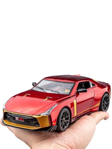 Auto Modell 1:24 Für Nissan New GTR 50th Anniversary Limited Edition-Legierung Aus Metalldruckguss Spielzeugauto Sound-Licht-Sammlung Jungen Mädchen Geschen(Rot) von SYYANFEI