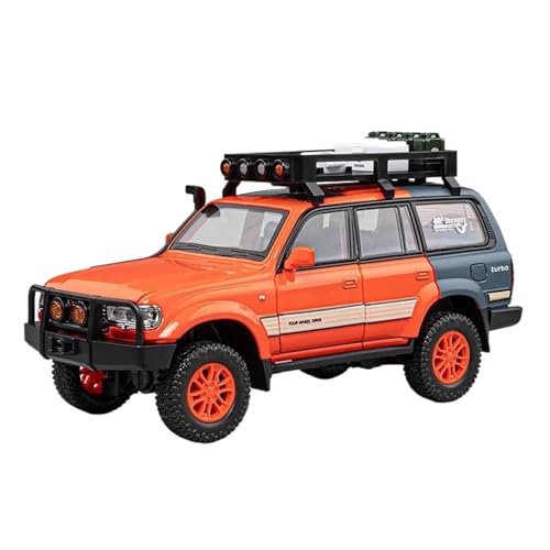 Auto Modell 1:24 Für Toyota Land Cruiser LC80 SUV Metall Casting Sound Und Licht Auto Modell Spielzeug Vehicleboys Geschenk Jungen Mädchen Geschen(Orange) von SYYANFEI