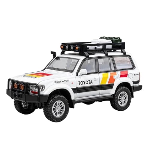 Auto Modell 1:24 Für Toyota Land Cruiser LC80 SUV Metall Casting Sound Und Licht Auto Modell Spielzeug Vehicleboys Geschenk Jungen Mädchen Geschen(White) von SYYANFEI