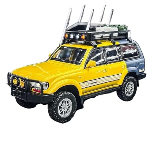 Auto Modell 1:24 Für Toyota Land Cruiser LC80 SUV Metall Casting Sound Und Licht Auto Modell Spielzeug Vehicleboys Geschenk Jungen Mädchen Geschen(Yellow) von SYYANFEI