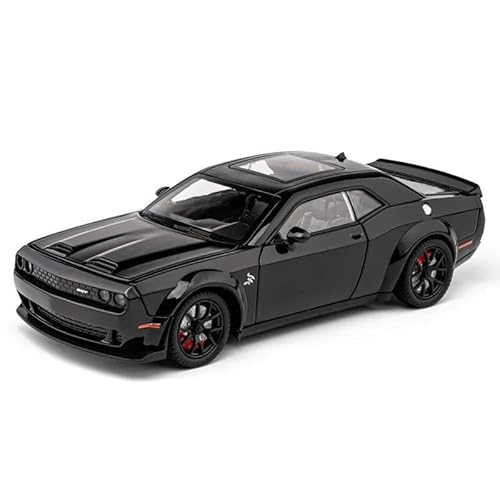 Auto Modell Diecast 1:24 for Scale Dodge Challenger Hellcat Toy Cars Pull Back Model Car with Sound Light Fan Collection Home Decoration Metal Ornaments Toy Jungen Mädchen Geschen(Schwarz) von SYYANFEI