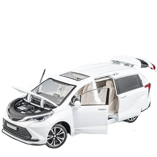 Auto Modell Druckguss 1/24 Für Toyota Sienna MPV Van, Druckguss-Spielzeugauto, Modell, Miniatur Pullback Sound LichtTüren Für Öffnen Sammlung Geschenk Heimdekoration Jungen Mädchen Geschen(White) von SYYANFEI