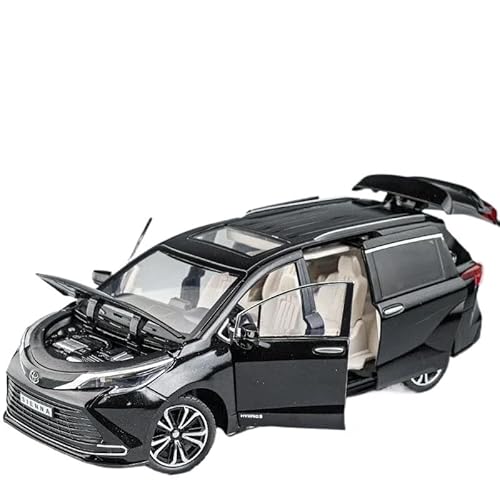 Auto Modell Druckguss 1/24 Für Toyota Sienna MPV Van, Druckguss-Spielzeugauto, Modell, Miniatur Pullback Sound LichtTüren Für Öffnen Sammlung Geschenk Heimdekoration Jungen Mädchen Geschen(Schwarz) von SYYANFEI