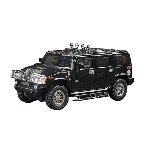 SYYANFEI Auto Modell 1/18 Für Hummer H2 Highway 61 SUV Legierung Auto Modell Diecast Metall Off-Road Auto Modell Simulation Sound Und Licht Spielzeug Jungen Mädchen Geschen(Schwarz) von SYYANFEI