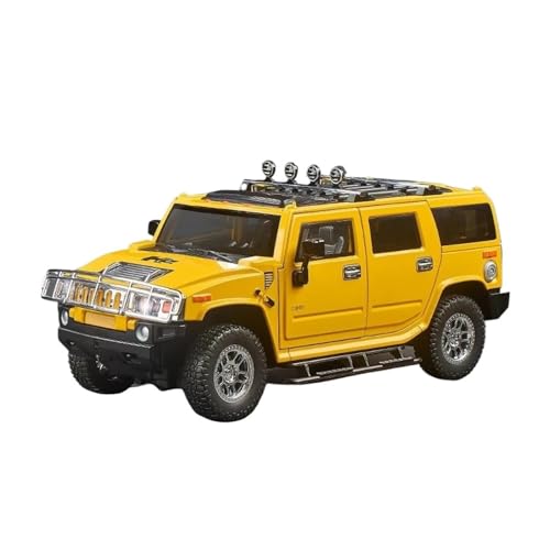 SYYANFEI Auto Modell 1/18 Für Hummer H2 Highway 61 SUV Legierung Auto Modell Diecast Metall Off-Road Auto Modell Simulation Sound Und Licht Spielzeug Jungen Mädchen Geschen(Yellow) von SYYANFEI