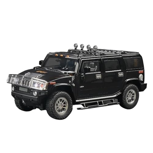 SYYANFEI Auto Modell 1/18 Für Hummer H2 Highway 61 SUV Legierung Auto Modell Druckguss Metall Geländewagen Auto Modell Simulation Sound Und Jungen Mädchen Geschen(Schwarz) von SYYANFEI