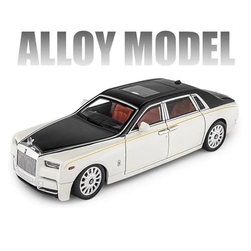 SYYANFEI Auto Modell 1/18 Für Rolls Royce Phantom Legierung Luxy Auto Diecast & Spielzeug Metall Auto Modell Sammlung Simulation Sound Licht Jungen Mädchen Geschen(Weiß) von SYYANFEI