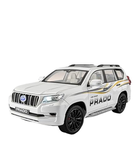 SYYANFEI Auto Modell 1/18 Für Toyota Prado Land Cruiser SUV Legierung Auto Druckguss Metall Spielzeug Geländewagen Modell Sound Und Licht Jungen Mädchen Geschen(White) von SYYANFEI