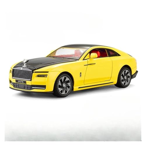 SYYANFEI Auto Modell 1/24 Für Alloy Diecast Car Rolls Royce Spectre Simulation Limousine Pull Back Sound Licht Dekorative Spielzeug Jungen Mädchen Geschen(Yellow) von SYYANFEI