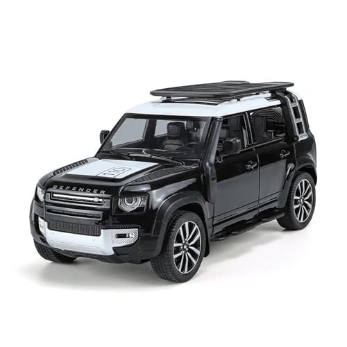 SYYANFEI Auto Modell 1/24 Für Range Rover Defender SUV Legierung Auto Diecast Simulation Metall Spielzeug Geländewagen Modell Sound Und Licht Jungen Mädchen Geschen(Schwarz) von SYYANFEI