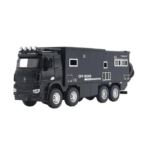 SYYANFEI Auto Modell 1/28 Für NOMADISMs Arocs Unimog Legierung Wohnmobil Tourenwagen Diecast Metal Off-Road RV Modell Sound Licht Spielzeug Jungen Mädchen Geschen(Schwarz) von SYYANFEI