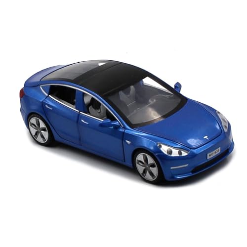 SYYANFEI Auto Modell 1/32 Für Druckguss Tesla Model3 X Alloy Modellauto Spielzeug Sound und Licht Version Sammlung Display Jungen Mädchen Geschen(Blau) von SYYANFEI