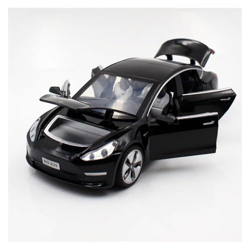 SYYANFEI Auto Modell 1/32 Für Druckguss Tesla Model3 X Alloy Modellauto Spielzeug Sound und Licht Version Sammlung Display Jungen Mädchen Geschen(Schwarz) von SYYANFEI