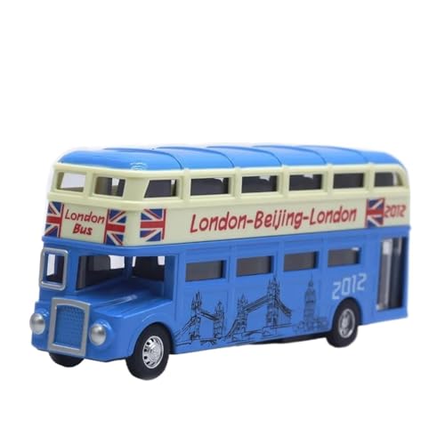 SYYANFEI Auto Modell 1: 90 Für London Doppeldecker-Bus Legierung Modell Offene Tür Sound Und Licht Bus Modell Heißer Spielzeug Jungen Mädchen Geschen(Blau) von SYYANFEI