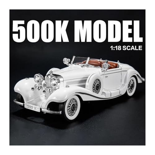 SYYANFEI Auto Modell 1:18 Für Benzs 500K1936 Legierung Oldtimer Modell Druckguss Metall Retro Fahrzeuge Simulation Sound Und Licht Spielzeug Jungen Mädchen Geschen(Weiß) von SYYANFEI