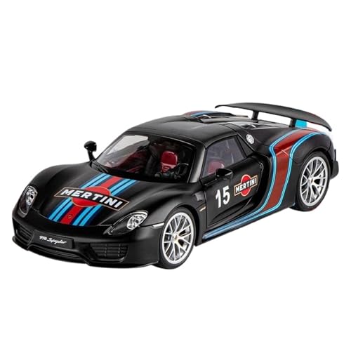 SYYANFEI Auto Modell 1:18 Für Spyder Martini 918 Alloy Sports Model Diecasts Metal Racing Car Model Simulation Sound and Light Jungen Mädchen Geschen(Schwarz) von SYYANFEI