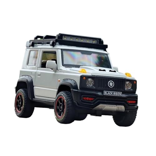 SYYANFEI Auto Modell 1:18 Suzuki Jimny Legierung Automodell Geländewagen Simulation Ton Und Licht Fertiges Automodell Partyszene Junge Jungen Mädchen Geschen(White) von SYYANFEI