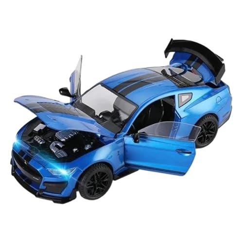 SYYANFEI Auto Modell 1:18 für Ford GT500 Sportwagen, Modelldruckguss, Metall-Rennwagen, Sound und Licht, Sammlung, Spielzeug, Sammlerornamente Jungen Mädchen Geschen(Blau) von SYYANFEI