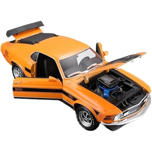 SYYANFEI Auto Modell 1:18 für Ford Mustang Mach 1970 Sportwagen Statische Simulation Druckgussfahrzeuge Sammlermodell Autospielzeug Jungen Mädchen Geschen(Orange) von SYYANFEI