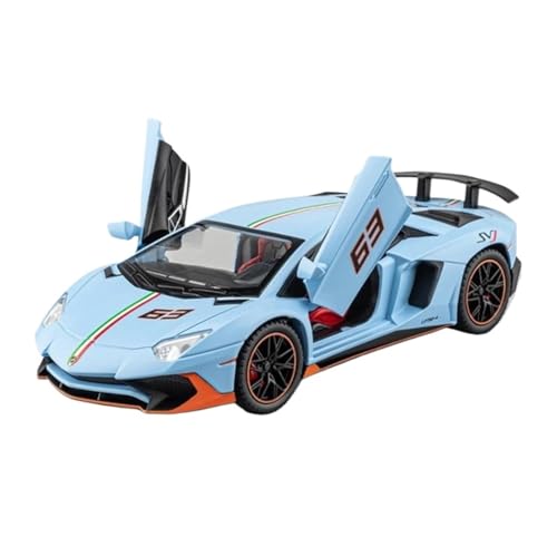 SYYANFEI Auto Modell 1:22 Für Aventador LP780-4 Legierung Sportwagen Diecast Metall Simulation Sound Und Licht Ziehen Auto Spielzeug B Jungen Mädchen Geschen(Blau) von SYYANFEI