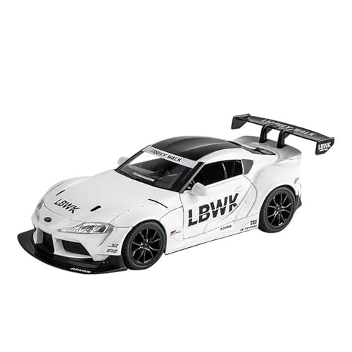 SYYANFEI Auto Modell 1:22 Für Toyota Supra Rennwagen Modell Legierung Druckguss Spielzeug Metall FahrzeugeModell Sound Licht Spielzeug Sammlungen Kleinkinder Kinder Jungen Mädchen Geschenk(Weiß) von SYYANFEI