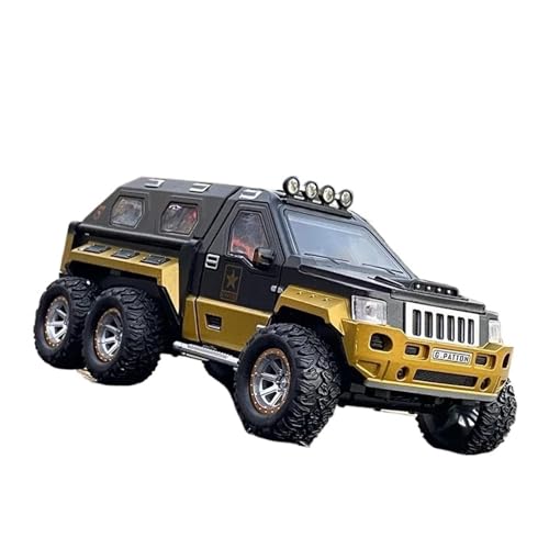 SYYANFEI Auto Modell 1:24 Für Alloy Military Armored Car Diecast Toy Missile Off-Road Vehicle Model Explosion Proof Car Model Sound Light Jungen Mädchen Geschen(Yellow) von SYYANFEI