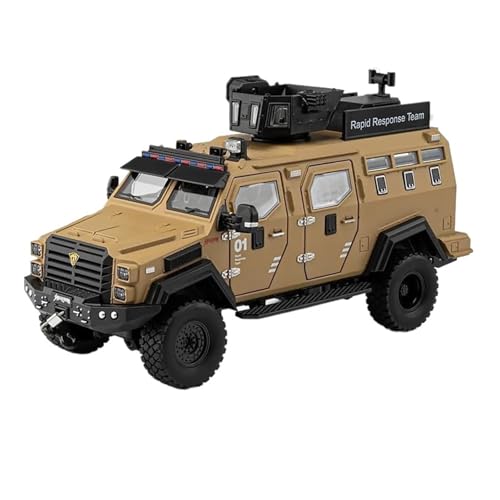 SYYANFEI Auto Modell 1:24 Für Alloy Sword Toothed Explosion Proof Car Diecast Police Armored Off-Road Vehicles Model Sound Light Jungen Mädchen Geschen(Beige) von SYYANFEI