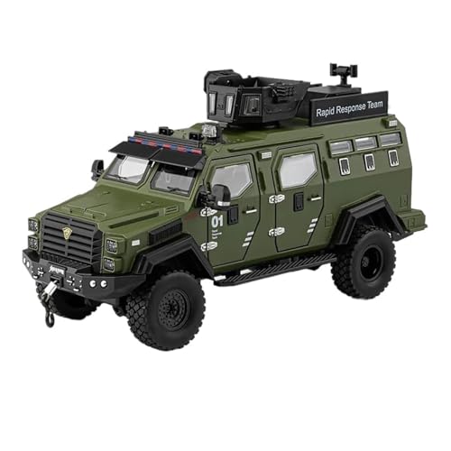 SYYANFEI Auto Modell 1:24 Für Alloy Sword Toothed Explosion Proof Car Diecast Police Armored Off-Road Vehicles Model Sound Light Jungen Mädchen Geschen(Grün) von SYYANFEI