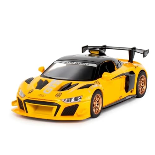 SYYANFEI Auto Modell 1:24 Für Audi R8 GT2 Legierung Track Racing Auto Diecast Metall Spielzeug Sport Fahrzeuge Modell Simulation Sound Licht Jungen Mädchen Geschen(Yellow) von SYYANFEI