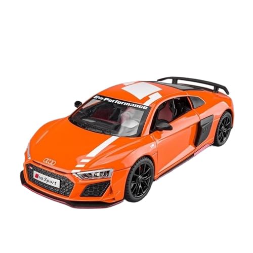 SYYANFEI Auto Modell 1:24 Für Audi R8 V10 Sport Supercar Legierung Modell Auto Druckguss Metall Casting Sound Und Licht Auto Spielzeug Jungen Mädchen Geschen(Orange) von SYYANFEI