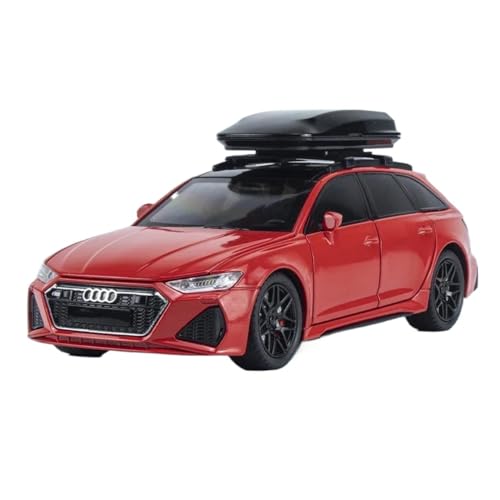 SYYANFEI Auto Modell 1:24 Für Audi RS6 Quattro Station Wagon Legierung Auto Rad Lenkung Sound Und Licht Kinder Spielzeug Sammlerstücke Jungen Mädchen Geschen(Rot) von SYYANFEI