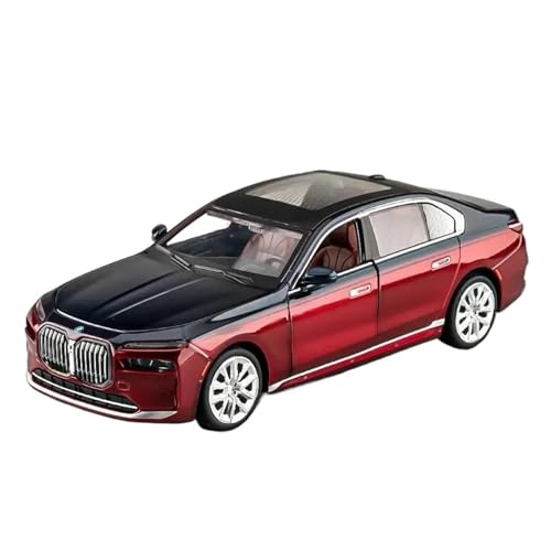 SYYANFEI Auto Modell 1:24 Für BMW I7 G70 Limousine Legierung Auto Spielzeug Druckguss Metallguss Sound Und Licht Sammlung Dekoration Jungen Mädchen Geschen(Rot) von SYYANFEI