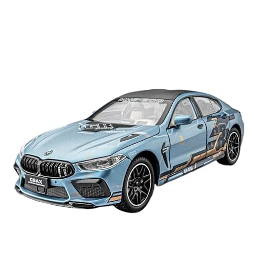 SYYANFEI Auto Modell 1:24 Für BMW M8 Supercar Legierung Automodell Sound Und Licht Zurückziehen Druckguss Spielzeug Sammlerstücke Jungen Mädchen Geschen(Blau) von SYYANFEI