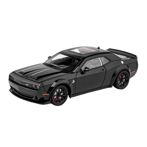 SYYANFEI Auto Modell 1:24 Für Dodge Challenger SRT Hellcat Alloy Racing Car Diecast Metal SportsCarModelSimulation Sound Und Light Toy Jungen Mädchen Geschen(Schwarz) von SYYANFEI