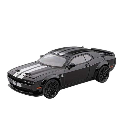 SYYANFEI Auto Modell 1:24 Für Dodge Challenger SRT Hellcat Legierung Auto Druckguss Metall Sport Auto Modell Simulation Sound Licht Spielzeug Jungen Mädchen Geschen(Black 1) von SYYANFEI