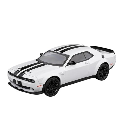 SYYANFEI Auto Modell 1:24 Für Dodge Challenger SRT Hellcat Legierung Auto Druckguss Metall Sport Auto Modell Simulation Sound Licht Spielzeug Jungen Mädchen Geschen(Weiß) von SYYANFEI