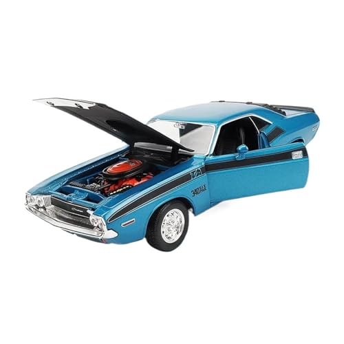 SYYANFEI Auto Modell 1:24 Für Dodge Challenger T/A 1970 Legierung Auto Modell Druckguss Spielzeug Fahrzeuge Kinder Geschenke Kleinkinder Kinder Jungen Mädchen Geschenk(Blau) von SYYANFEI