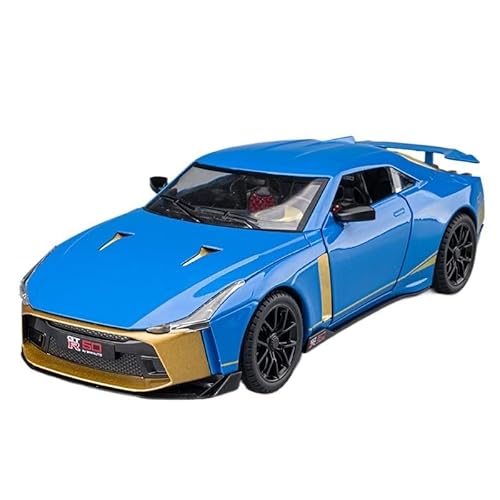 SYYANFEI Auto Modell 1:24 Für Druckguss-Metall Nissan GTR God of War 50 SportsToyCarModelAdultCollectible Jungen Mädchen Geschen(Blau) von SYYANFEI