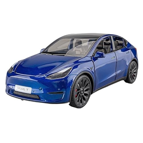 SYYANFEI Auto Modell 1:24 Für Druckguss-Metall-Tesla-Modellautomodell Legierung onsauto Modellauto Spielzeug Ornament Erwachsenenkollektion Jungen Mädchen Geschen(Blau) von SYYANFEI