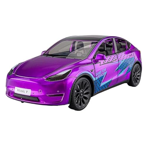 SYYANFEI Auto Modell 1:24 Für Druckguss-Metall-Tesla-Modellautomodell Legierung onsauto Modellauto Spielzeug Ornament Erwachsenenkollektion Jungen Mädchen Geschen(Purple) von SYYANFEI