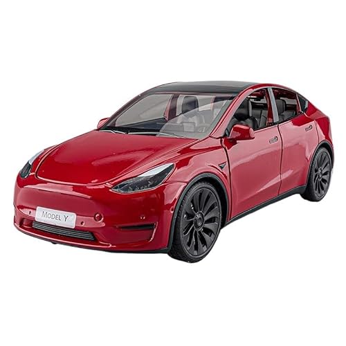 SYYANFEI Auto Modell 1:24 Für Druckguss-Metall-Tesla-Modellautomodell Legierung onsauto Modellauto Spielzeug Ornament Erwachsenenkollektion Jungen Mädchen Geschen(Rot) von SYYANFEI