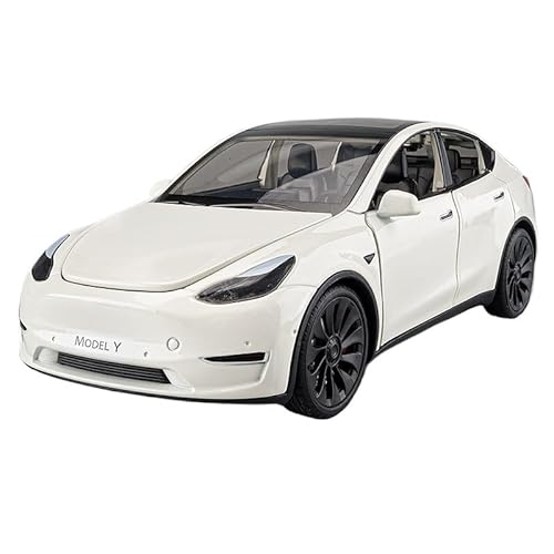 SYYANFEI Auto Modell 1:24 Für Druckguss-Metall-Tesla-Modellautomodell Legierung onsauto Modellauto Spielzeug Ornament Erwachsenenkollektion Jungen Mädchen Geschen(White) von SYYANFEI