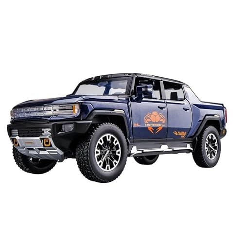 SYYANFEI Auto Modell 1:24 Für Hummer EV SUV Pickup Off-Road Legierung Auto Druckguss Modell Sound Und Licht Spielzeug Sammlerstücke Jungen Mädchen Geschen(Blau) von SYYANFEI