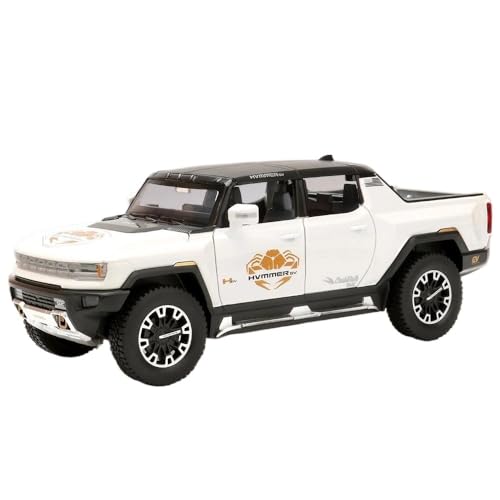 SYYANFEI Auto Modell 1:24 Für Hummer EV SUV Pickup Off-Road Legierung Auto Druckguss Modell Sound Und Licht Spielzeug Sammlerstücke Jungen Mädchen Geschen(Weiß) von SYYANFEI