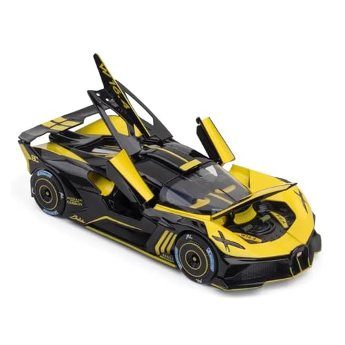 SYYANFEI Auto Modell 1:24 Für Maßstab Bugatti Bolide Sportwagen Spielzeugmodelle Legierung Druckguss Fahrzeuge Sound Licht Supercar Jungen Mädchen Geschen(Yellow) von SYYANFEI