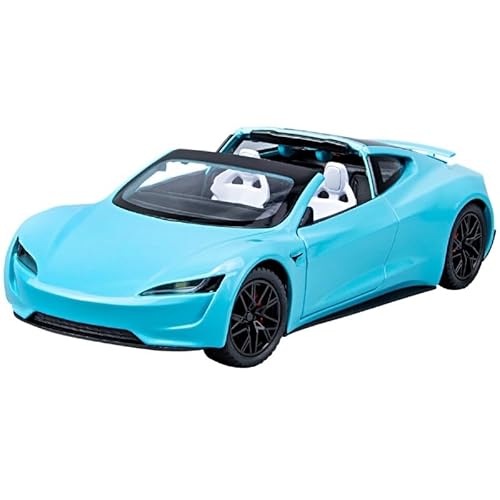 SYYANFEI Auto Modell 1:24 Für Skala Sterben Metall Tesla Roadster Alloy Car Model Ornament Sport Car Toys Classic Cabrio Car Jungen Mädchen Geschen(Blau) von SYYANFEI