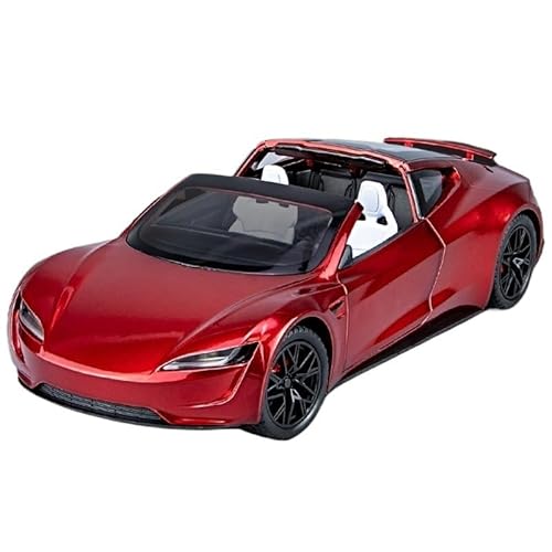 SYYANFEI Auto Modell 1:24 Für Skala Sterben Metall Tesla Roadster Alloy Car Model Ornament Sport Car Toys Classic Cabrio Car Jungen Mädchen Geschen(Rot) von SYYANFEI