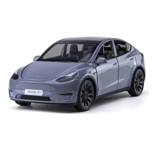 SYYANFEI Auto Modell 1:24 Für Tesla ModelY AlloyCar Modell Sound Und LichtPull Back Toy Car Collection Dekoration Jungen Mädchen Geschen(Grau) von SYYANFEI