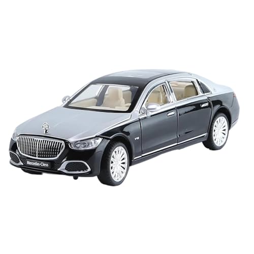 SYYANFEI Auto Modell 1:24 für Benz Maybach S680 Limousine Auto Modell Ornamente Sound Und Licht Zurückziehen Legierung Spielzeug Auto Sammlung Jungen Mädchen Geschen(Grau) von SYYANFEI