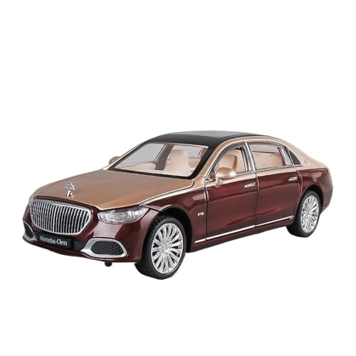 SYYANFEI Auto Modell 1:24 für Benz Maybach S680 Limousine Auto Modell Ornamente Sound Und Licht Zurückziehen Legierung Spielzeug Auto Sammlung Jungen Mädchen Geschen(Rot) von SYYANFEI